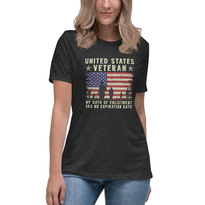 Liberty & Lead Apparel Dark Grey Heather / S Veterans Oath - Ladies Relaxed Tee