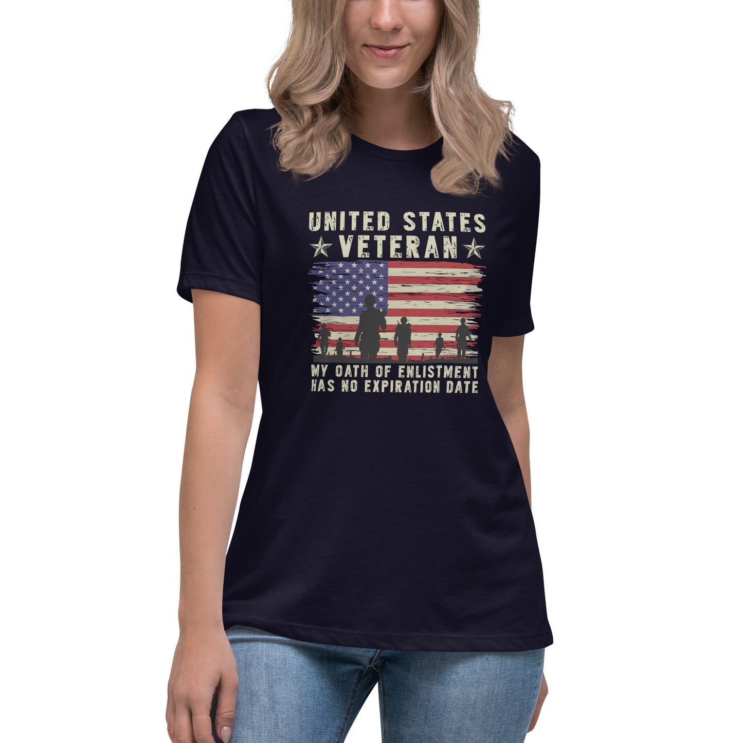 Liberty & Lead Apparel Navy / S Veterans Oath - Ladies Relaxed Tee