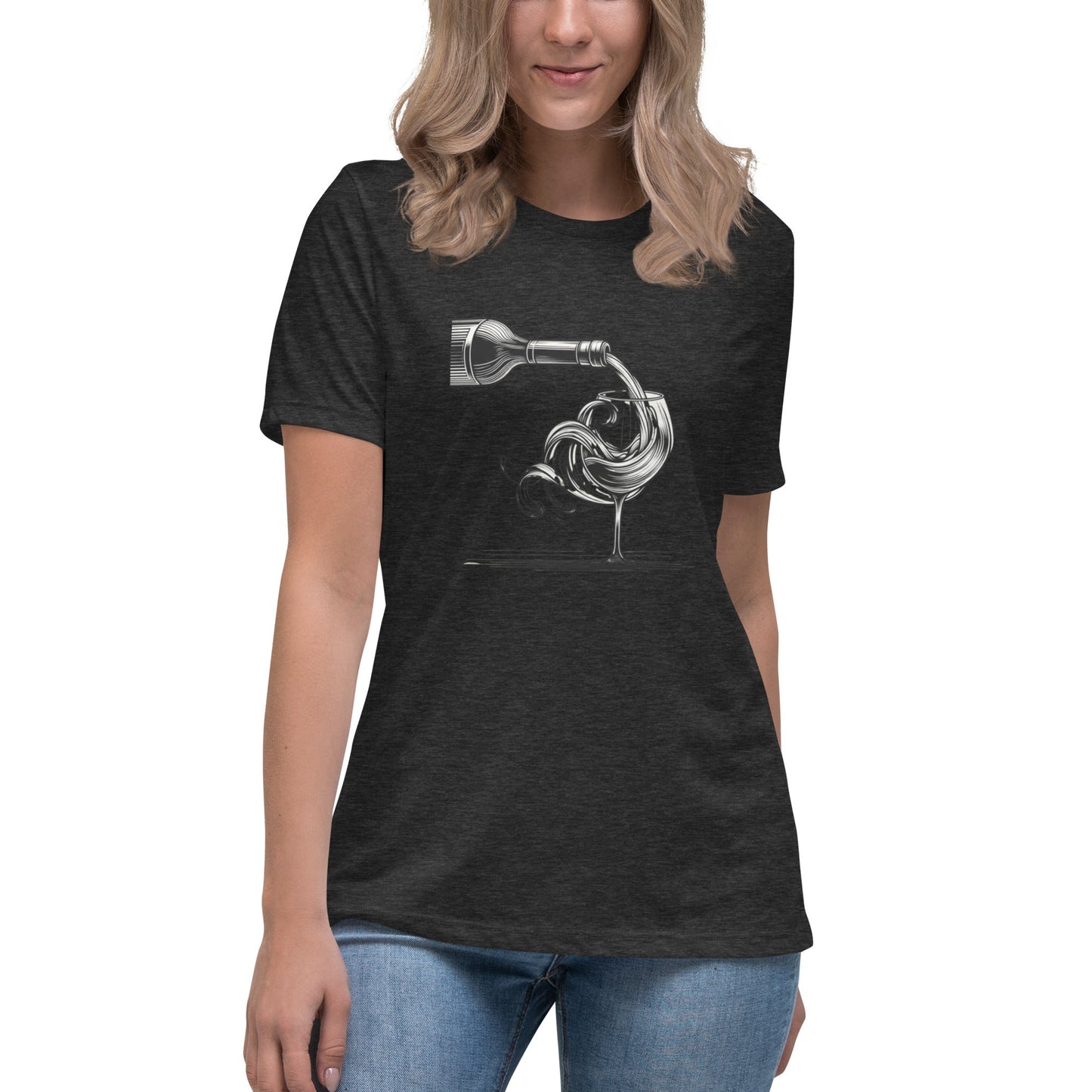 Liberty & Lead Apparel Dark Grey Heather / S Wine Time - Ladies Relaxed Tee