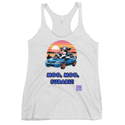 Moo Moo Subaru/Subaru Lovers/Cow/WRX/Outback/Forester/Imprezza/Ascent/Legacy  - Women's Racerback Tank