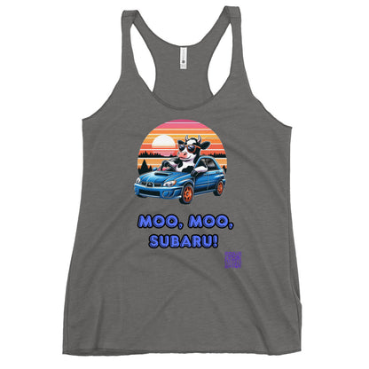 Moo Moo Subaru/Subaru Lovers/Cow/WRX/Outback/Forester/Imprezza/Ascent/Legacy  - Women's Racerback Tank